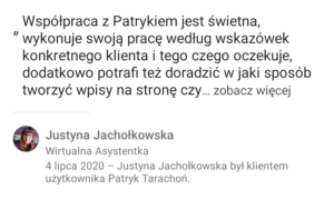 Rekomendacja - Justyna Jachołkowska na LinkedIn - Patryka Tarachoń