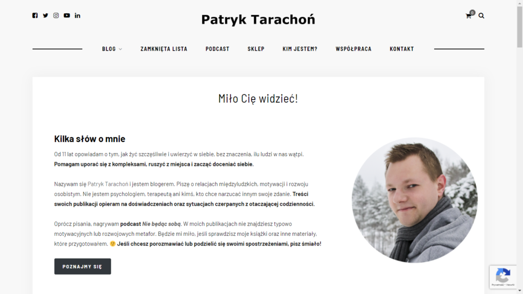 Projektowanie i tworzenie stron internetowych - portfolio - realizacja PatrykTarachon.pl (efekt)